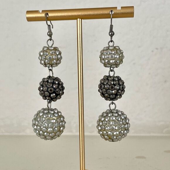 bling ball 3 tier drop earrings - Picture 11 of 11